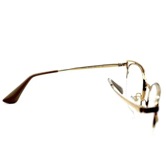 PRADA PR 64U 98R1O1 BROWN GOLD DEMO LENS AUTHENTIC EYEGLASSES FRAME - Picture 8 of 12